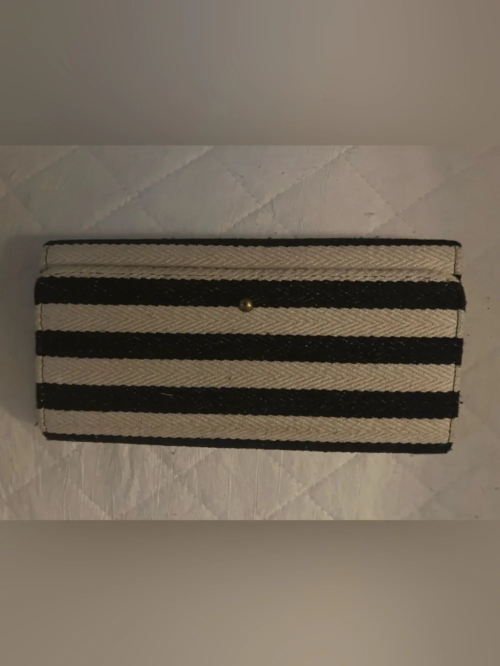 Striped Canvas /cloth with Brass Stud - Black & Cream